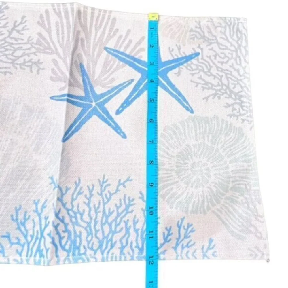 Ocean‎ Coastal Table Placemats Set Of 4 Blue Grey Starfish Coral Beach NEW
